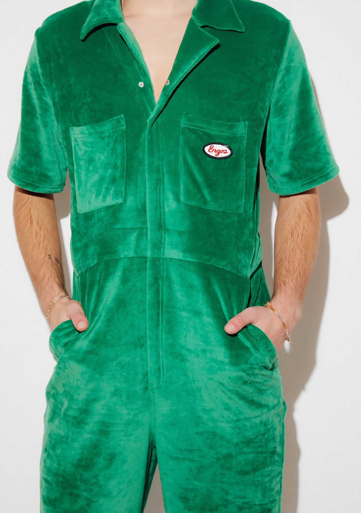 Men's - Aprés Velour Jumpsuit (Green) – ENZOS Inactive Wear