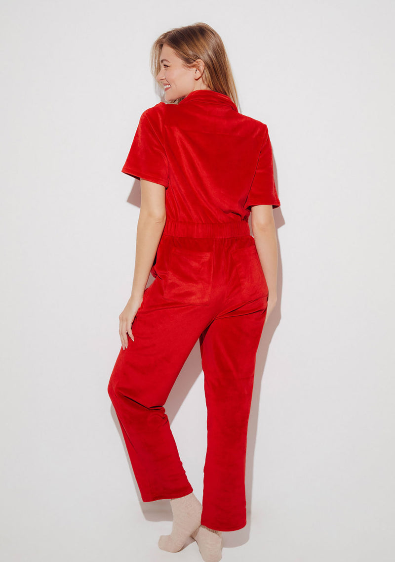 Women's - Aprés Velour Jumpsuit - Red