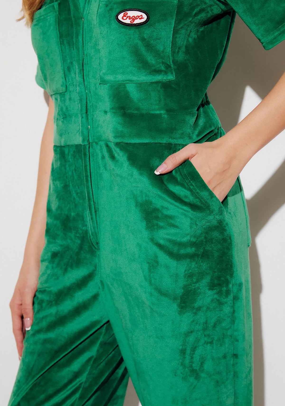 Women's - Aprés Velour Jumpsuit (Green) – ENZOS Inactive Wear
