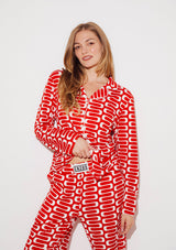 The Snoozer Set - Women's - Red Geometric Wave