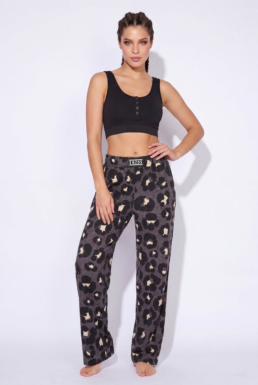 Women's popcorn leopard black jogger