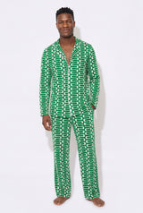 Men's - The Snoozer Set - Geometric Wave (Green & White)