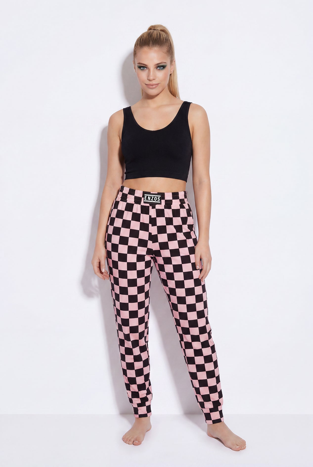 Women's checkmate pink jogger