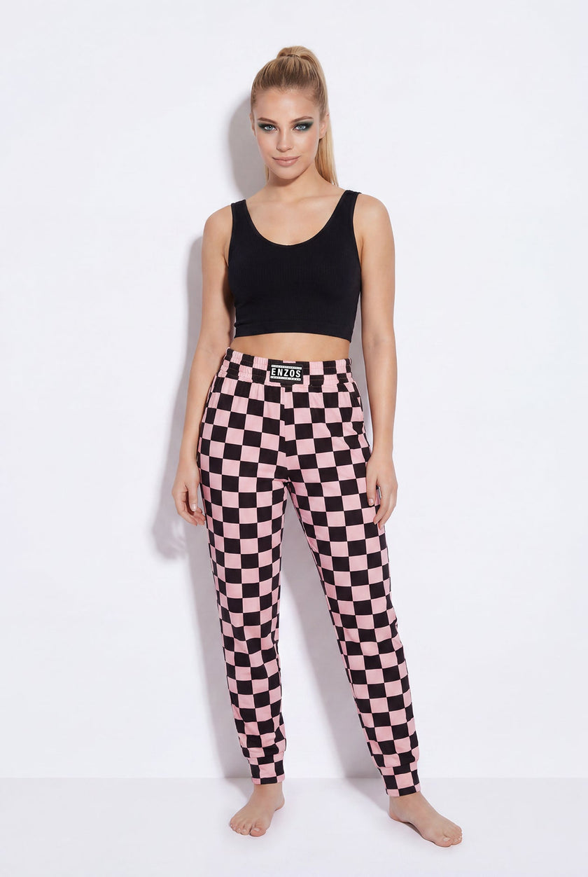 Women's checkmate pink jogger
